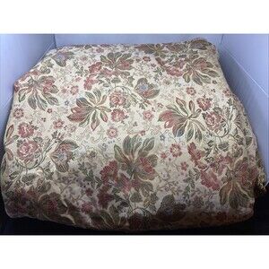 Waterford Linens King Comforter Jacquard Damask Braided Edge~ Floral Reversible